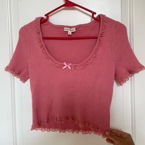 for love and lemons pink lace crop!